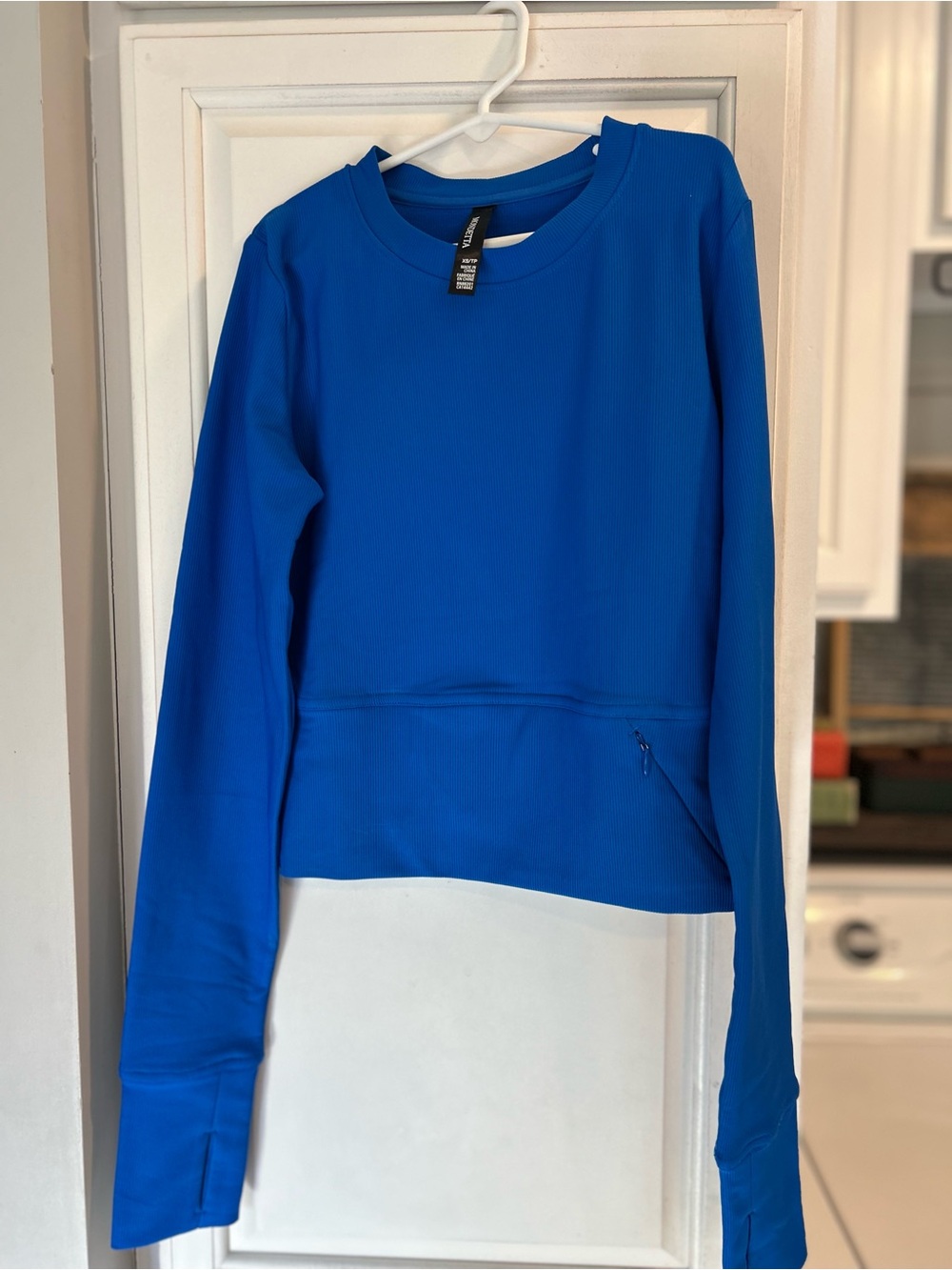 Mondetta Serene Princess Blue Ribbed Crewneck Top